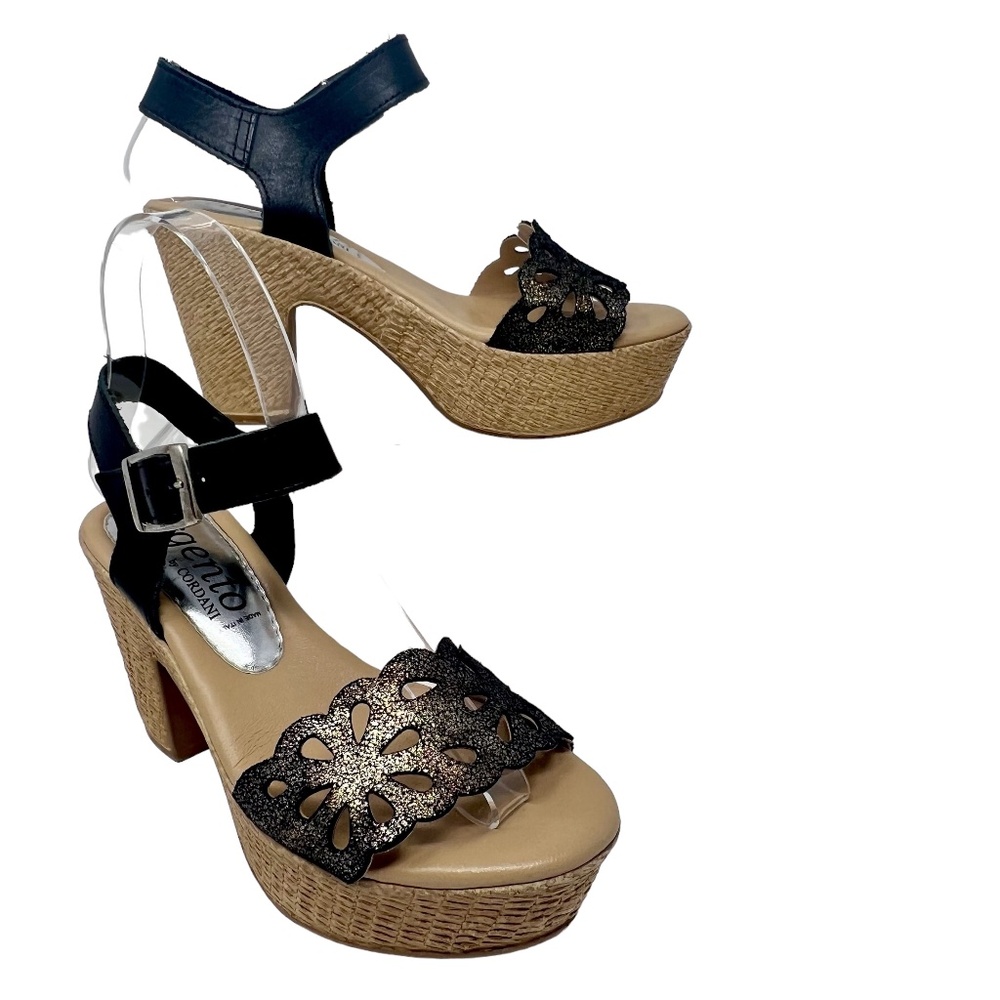 Argento by Cordani women's black metallic platform sandals size 4.5-5/35